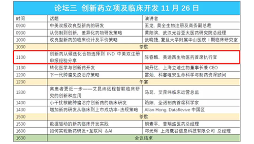 演讲题目：创新药从候选化合物选择到IND中美双注册申报经验分享 